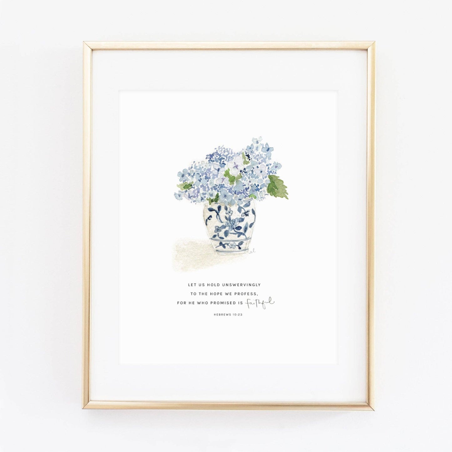 emily lex studio - hebrews 10:23 hydrangea bouquet scripture print