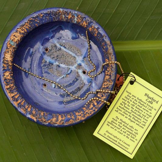 Amaranth Stoneware - Blue Bird Cafe - Bird Feeder: Indigo