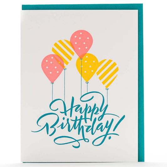 Birthday Balloons Calligraphy Card