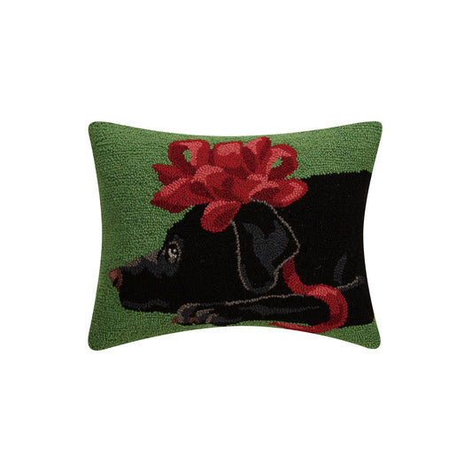 Black Lab Bow Hook Pillow