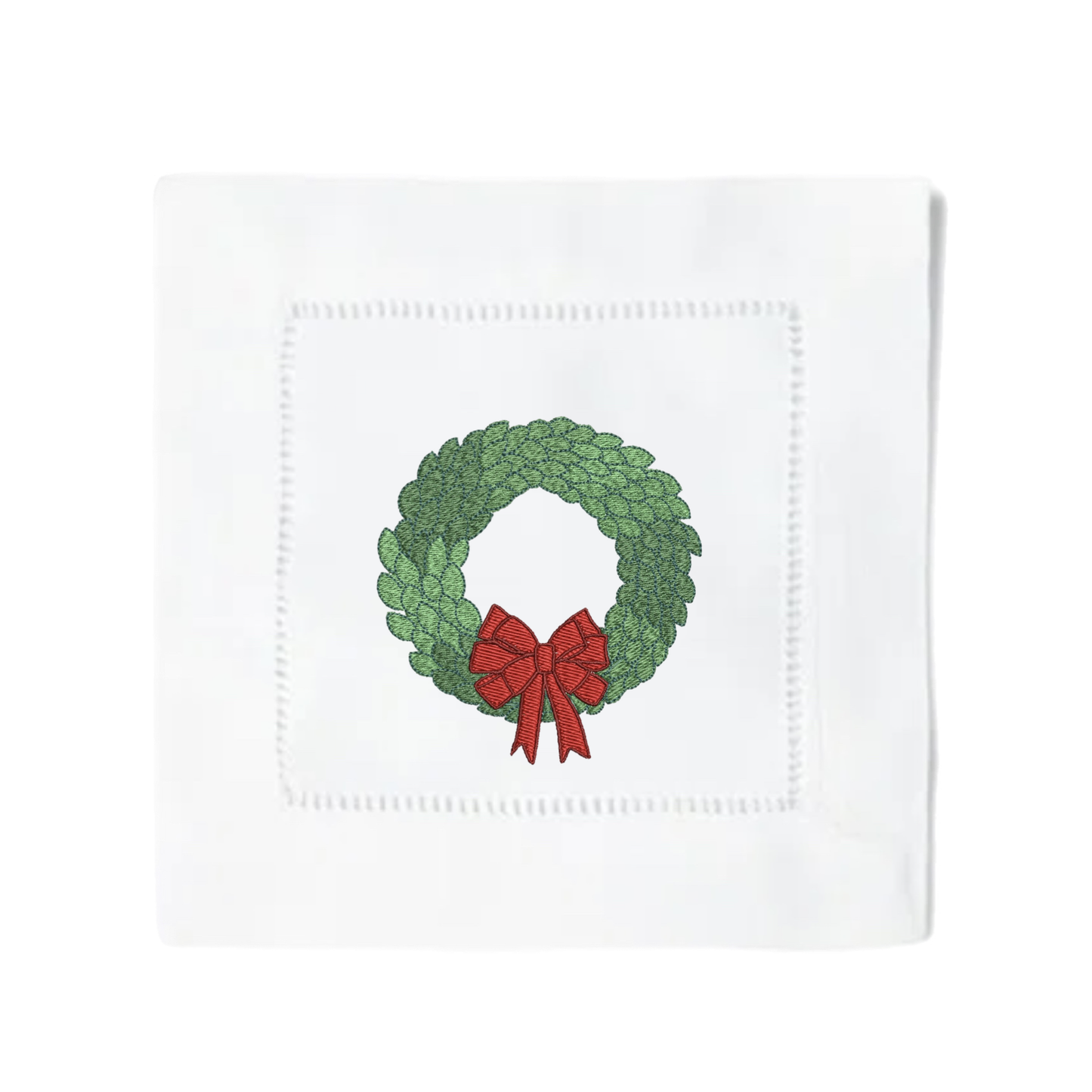 Set of 4 Christmas Wreath Cocktail Napkins