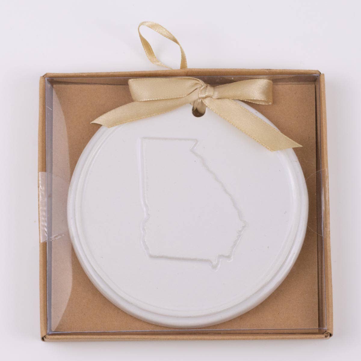 Georgia Embossed Ornament   White   4"