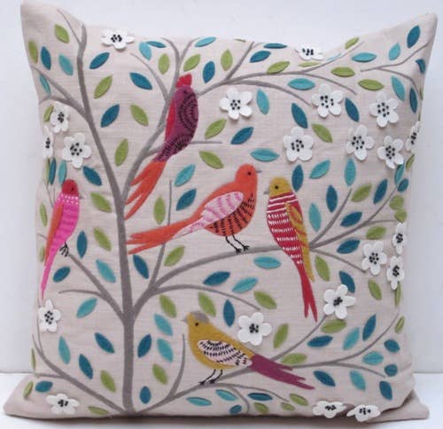 Natural Habitat - Pillow Applique/Embo 16" Five Birds