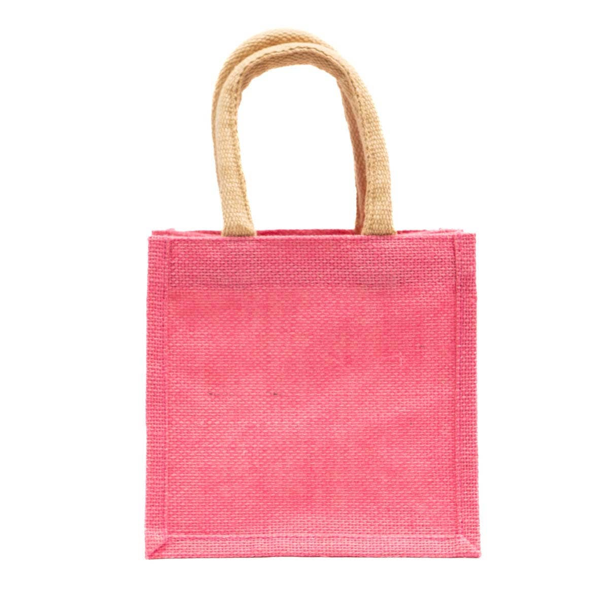 The Royal Standard - Jute Petite Gift Tote   Hot Pink   7x7x5