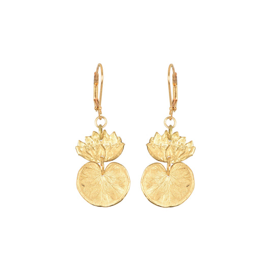 We Dream in Colour - Gold Waterlily Earrings