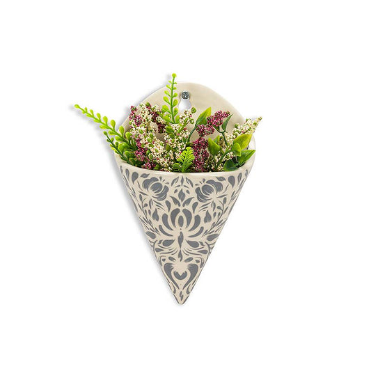 Dk Gry Cone Wall Vase-7"H-832