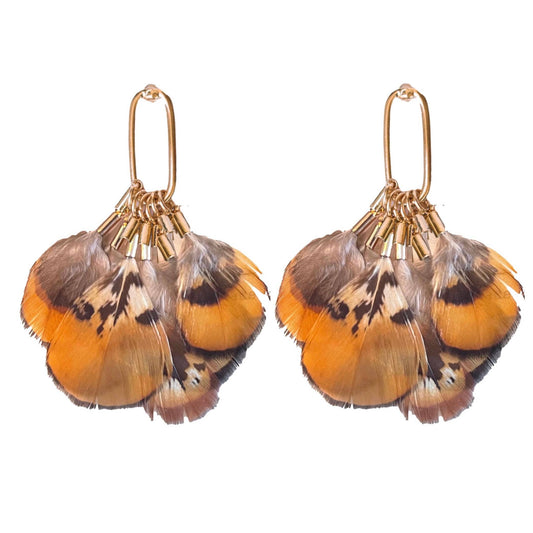 St Armands Designs of Sarasota - Quail Feather Statement Tassel Earrings